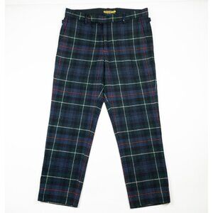 Ralph Lauren Rugby Plaid Wool Dress Pants Mens 34x29 Flat Front Preppy Tartan